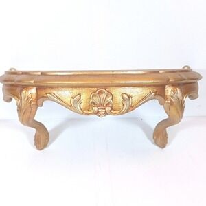 Vintage 1983 Burwood Wall Shelf Gold Hollywood Regency Ornate 2625 Decor USA